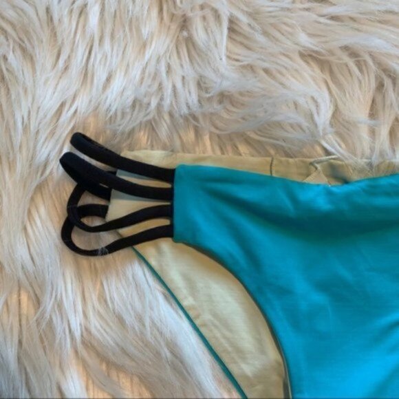 L*Space Bikini Bottom Teal Blue Strappy Sides - Picture 6 of 11